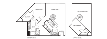 1 Bedroom 1 Bathroom Floor Plan A7B