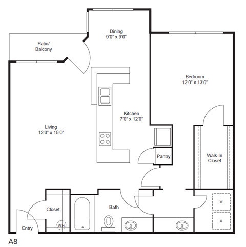 1 bedroom 1 bathroom floorplan
