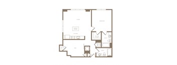 A8D 1 bed and 2 bath floor plan