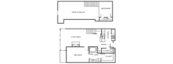 1 Bedroom 1 Bathroom Floor Plan AC