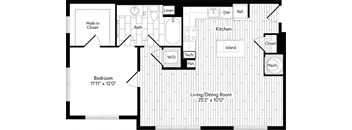 ACG2_1G_829 1 Bedroom 1 Bathroom Floor Plan