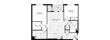 ACG2_2B-LA_1048 2 Bedroom 2 Bathroom Floor Plan