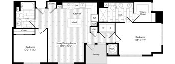 ACG2_2E_1100 2 Bedroom 2 Bathroom Floor Plan