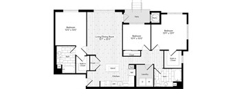 ACG2_3A-A_1411 3 Bedroom 2 Bathroom Floor Plan