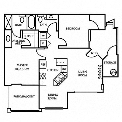 The Mesa Floor Plan  2 Bedroom 2 Bath