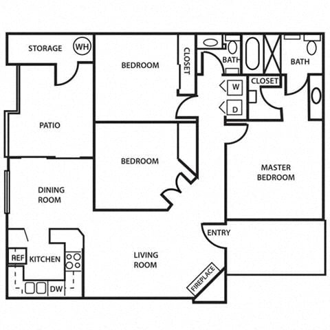 The Dana Floor Plan 3 Bedroom 2 Bath