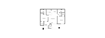 2 bedroom 2 bathroom floorplan at The Village at Sun Valley Apartments, Mesa, 85207