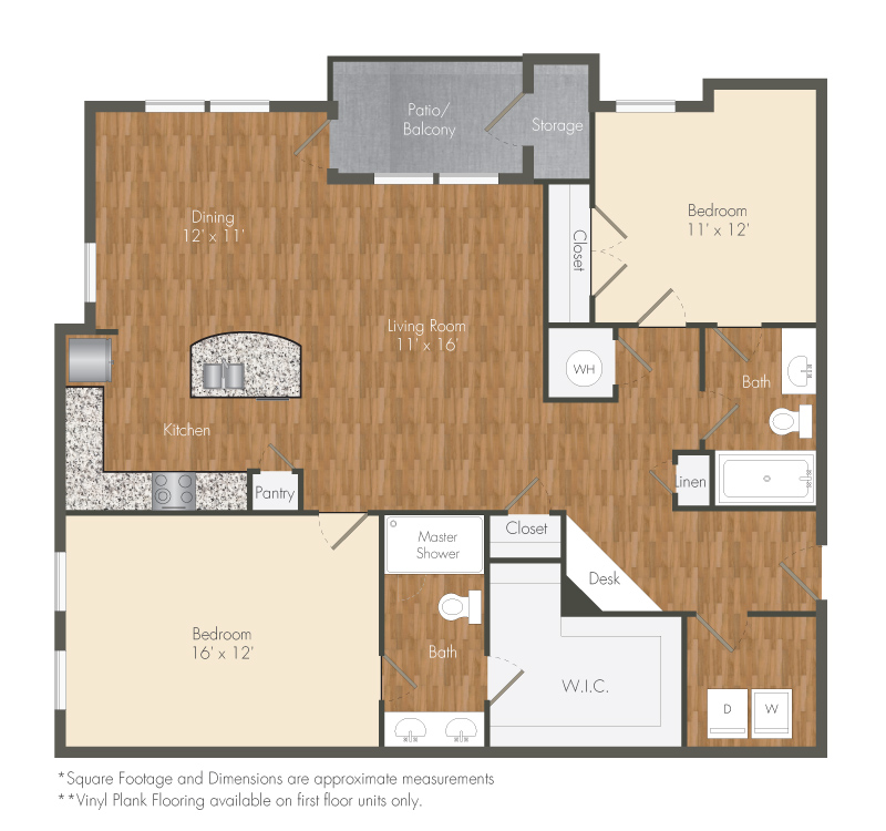 2 bed 2 bathroom floorplan