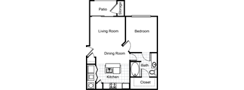 a floor plan of a house with a kitchen and a living room