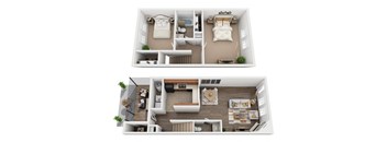 2 bedroom 2 bathroom floorplan