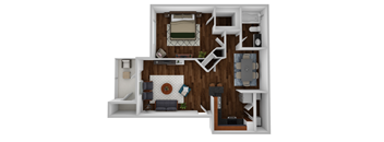 Floor plan 1 bed 1 bath at Ethan Pointe Apartments, Greensboro, North Carolina