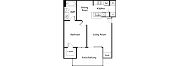 Aspen one bedroom floorplan