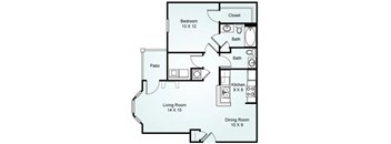 1 Bedroom 1 Bathroom Floor Plan
