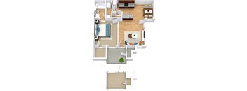 Floor Plan 1 Bed 1 Bath 600 - 687 sqft