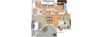 Floor Plan 1 Bed 1 Bath 632 sqft