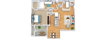 Floor Plan 1 Bed 1 Bath 820 sqft