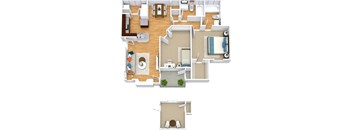 Floor Plan 2 Bed 2 Bath 884 - 960 sqft