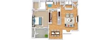 Floor Plan 1 Bed 1 Bath 820 sqft