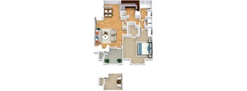 Floor Plan 1 Bed 1 Bath 728 - 818 sqft