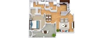 Floor Plan 1 Bed 1 Bath 662 sqft