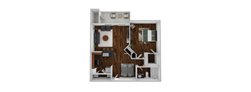 Floor plan 1 bed 1 bath A at Ethan Pointe Apartments, Greensboro