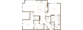 Two Bedroom Two Bathroom Floorplan 1009