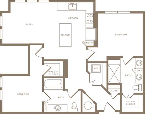 Two Bedroom Two Bathroom Floorplan 1009
