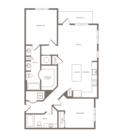 Two Bedroom Two Bathroom Floorplan 1152