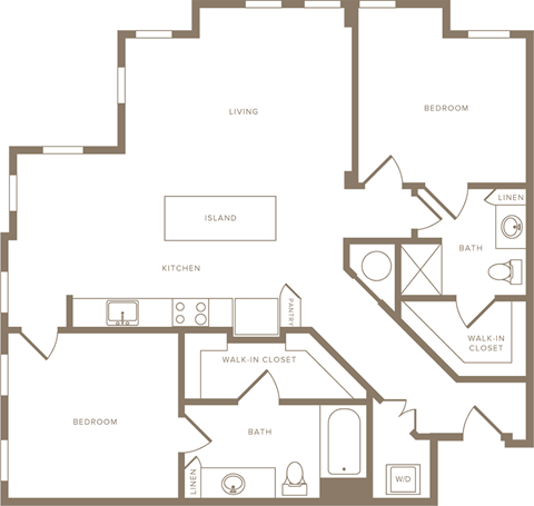 Two Bedroom Two Bathroom Floorplan 1121