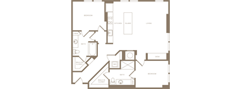 Two Bedroom Two Bathroom Floorplan 1165