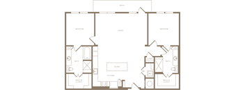 Two Bedroom Two Bathroom Floorplan 1319