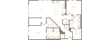 Two Bedroom Two Bathroom Floorplan 1351