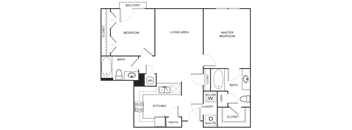 2 Bedroom 2 Bathroom Floor Plan B0A