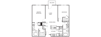 2 Bedroom 2 Bathroom Floor Plan B0B