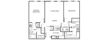 2 Bedroom 2 Bathroom Floor Plan B0G