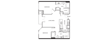2 Bedroom 2 Bathroom Floor Plan B0 and B01