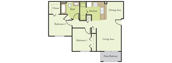 Two Bedroom One Bathroom Floor Plan