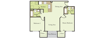 Two Bedroom Two Bathroom Floor Plan