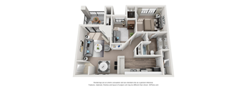 Two Bedroom One Bathroom Floorplan 841