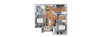 Two Bedroom Two Bathroom Floorplan 1051
