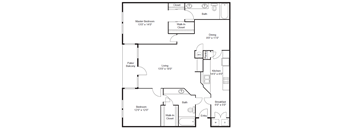 2 bed 2 bathroom floorplan