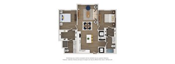 A floor plan of a house with a kitchen, living room, dining room, and bathrooms.