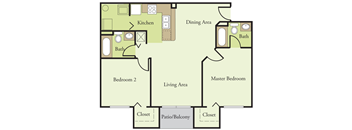 Two Bedroom Two Bathroom Floor Plan