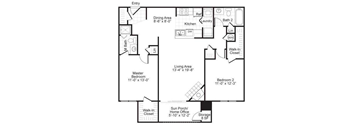 Woodlyn on the Green| B2 Floor Plan at Woodlyn on the Green Apartment Homes, Cary
