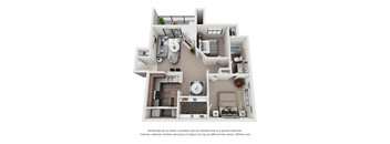 Two Bedroom One Bathroom Floorplan 881