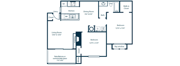 Southpark Commons B2 Floor Plan 2 Bedroom 1 Bath at Southpark Commons Apartment Homes, Charlotte, 28210