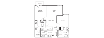 2 Bedroom 2 Bathroom Floor Plan B2