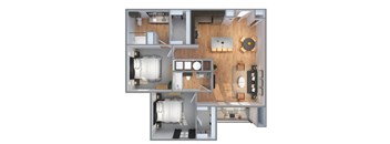 Two Bedroom Two Bathroom Floorplan 1167