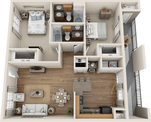 B2 Floor Plan 2  bedroom 2 bath
