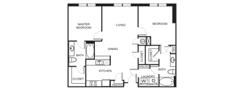 2 Bedroom 2 Bathroom Floor Plan B2B